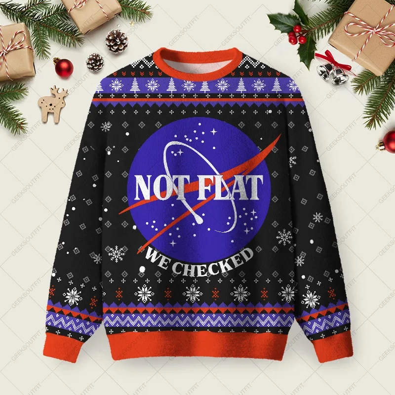 Not Flat Ugly Christmas Sweater Christmas Day Clothes Xmas Gifts For Husband