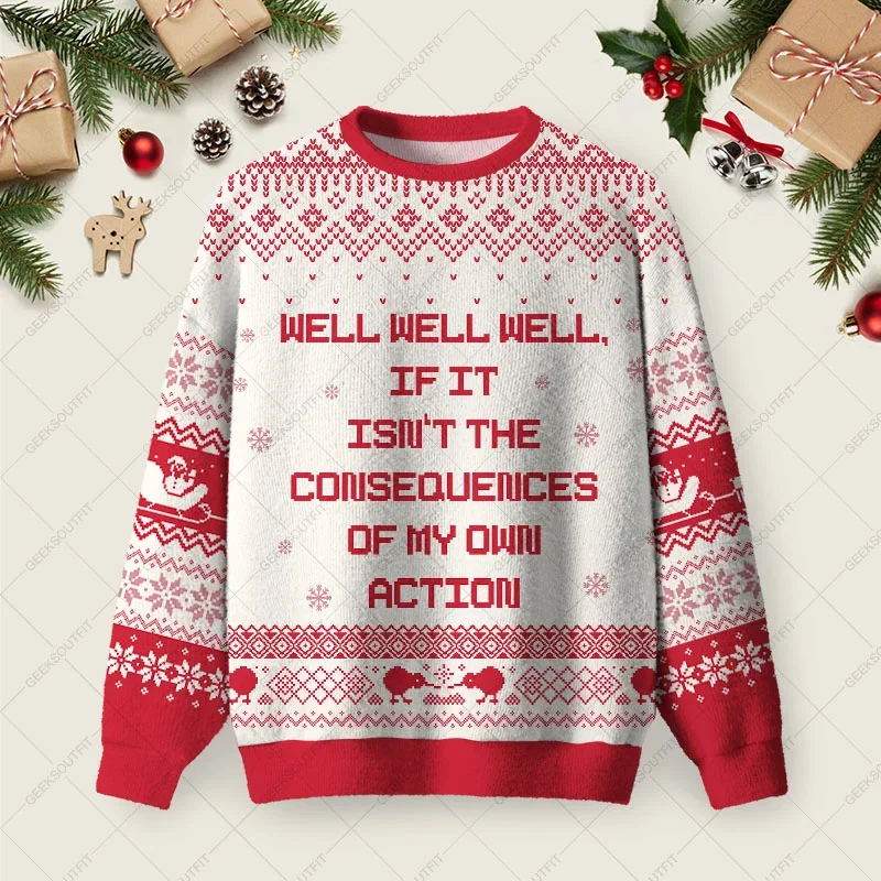 The Consequences Of My Own Action Ugly Christmas Sweater Xmas Party Outfits Gifts For Her