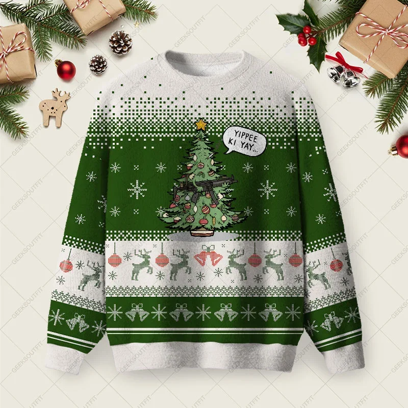 Spruce Willis Yippee Ki Yay Ugly Christmas Sweater Ugly Holiday Sweater Xmas Gifts For Him
