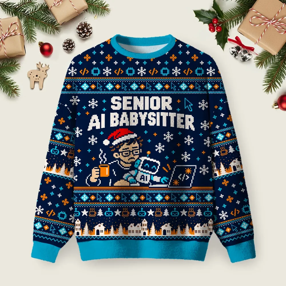Senior AI Babysitter Ugly Christmas Sweater Xmas Sweater Christmas Gifts For Boyfriend
