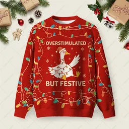 Overstimulated But Festive Christmas Sweater Xmas Merch Christmas Gifts For Mother