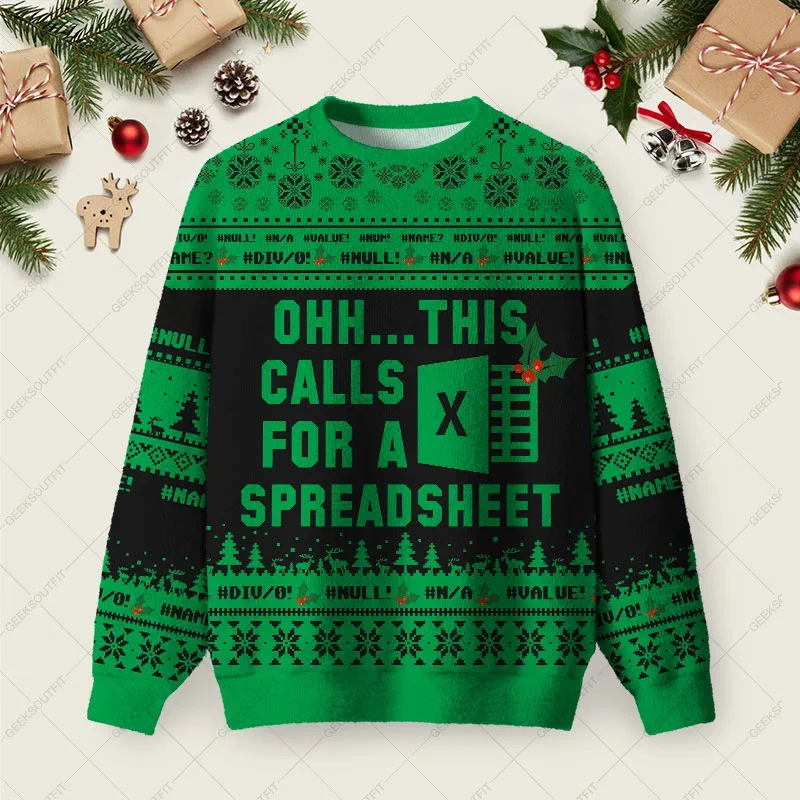 This Calls For A Spreadsheet Ugly Christmas Sweater Funny Xmas Sweaters Gifts For Coworkers