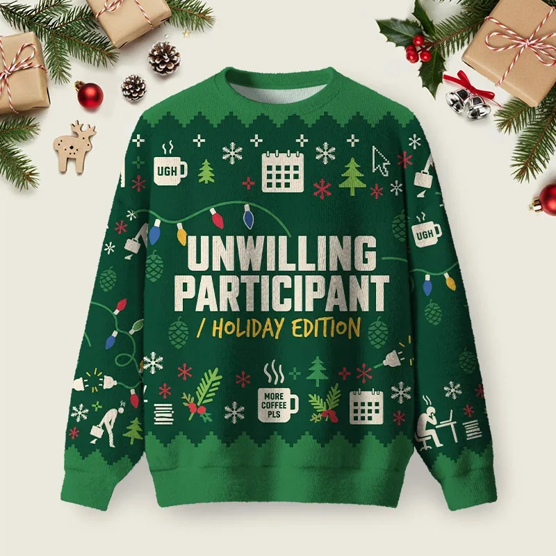 Unwilling Participant Ugly Christmas Sweater Xmas Merch Christmas Gifts For Introverts