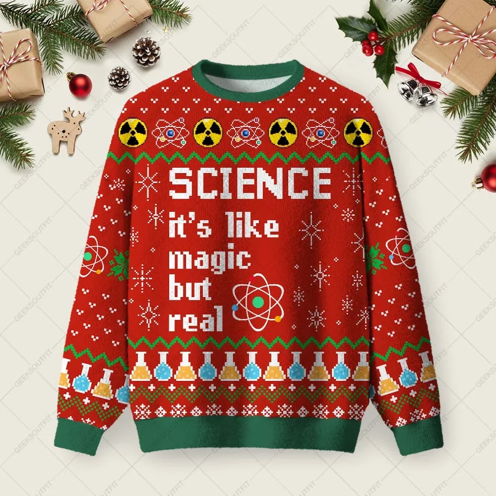Science It_s Like Magic But Real Ugly Christmas Sweater Holiday Christmas Sweaters Xmas Gifts