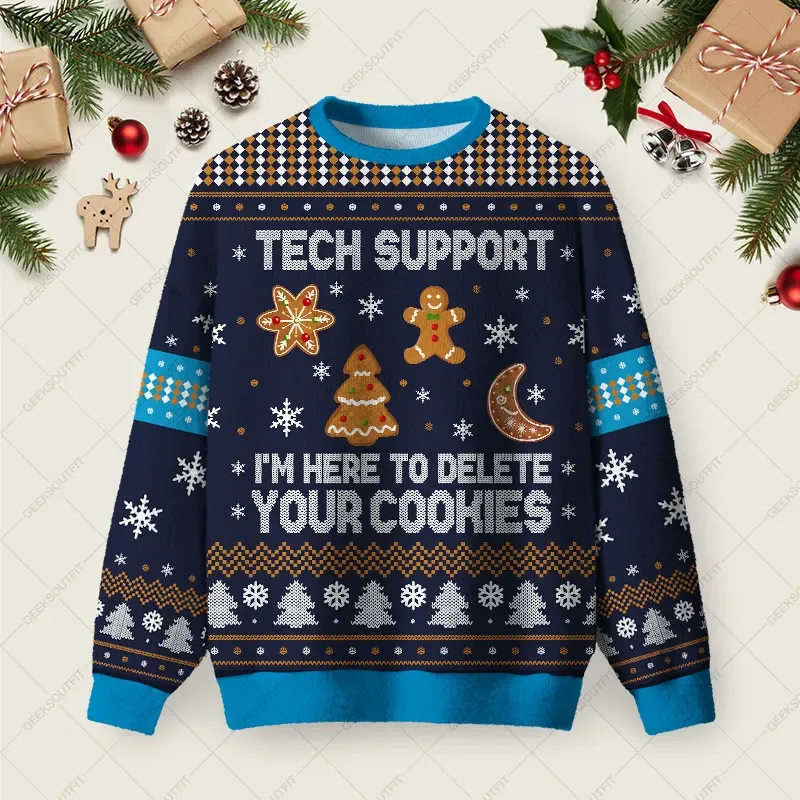 Tech Support Computer Programmer Blue Ugly Christmas Sweater Xmas Outfits Christmas Husband Gifts
