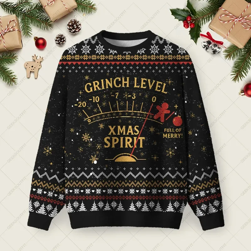 Xmas Spirit Meter Ugly Christmas Sweater Xmas Apparel Christmas Gifts For Christmas Lovers