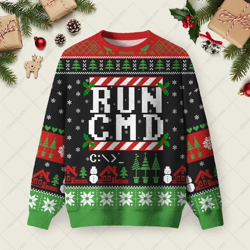 Run Cmd Ugly Christmas Sweater Xmas Apparel Christmas Gifts For Dad