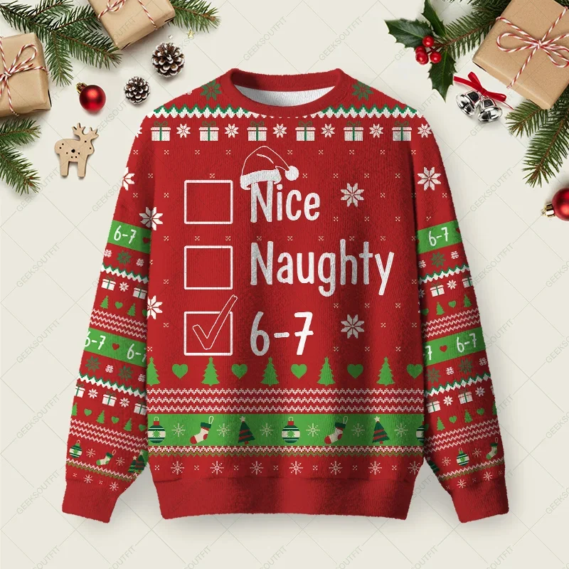 Nice Naughty 67 Ugly Christmas Sweater Christmas Vacation Clothing Xmas Gifts For Brother