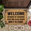 Beware Of Husband Doormat Funny Saying Welcome Mat Hilarious Doormat Gift