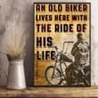 An Old Biker Lives Here With The Ride Of His Life Poster Vintage Wall Art Decor Biker Gift - Pfyshop.com