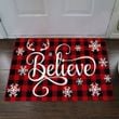 Buffalo Plaid Doormat Believe Christmas Doormat Snowflake Outdoor Christmas Decorations