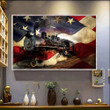 Train America Flag Poster Vintage Patriotic Living Room Decor Wall Train Gift For Dad