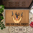 German Shepherd Gunman Did You Call First Doormat Funny Welcome Mat Fun Front Door Mat