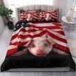 Pig American Flag Bedding Set Unique Patriotic Pig Comforter Set For Pig Lover Gift Ideas