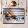 Seascape Giclee USA Flag Poster Print Contemporary Art Poster New Home Gift Ideas