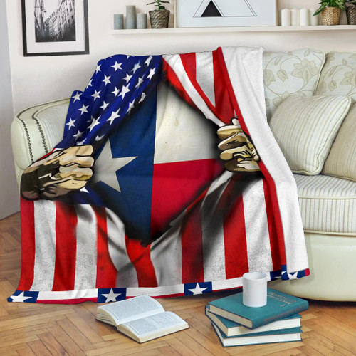 Texas Inside American Flag Blanket Patriotic Gift For Her And Him