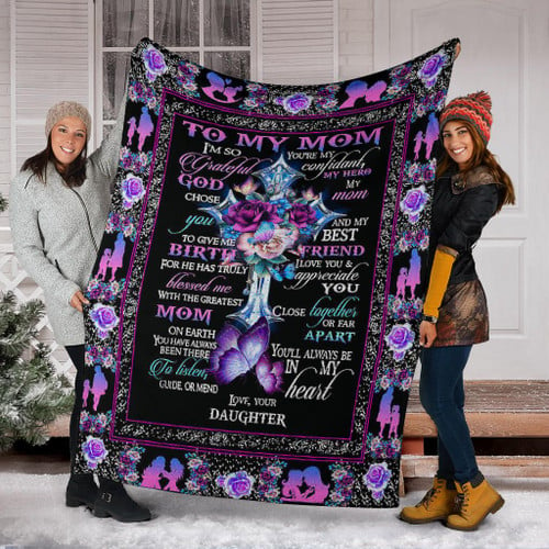 Cross Floral To My Mom Fleece Blanket Soft Christian Mothers Day Gift From Daughter