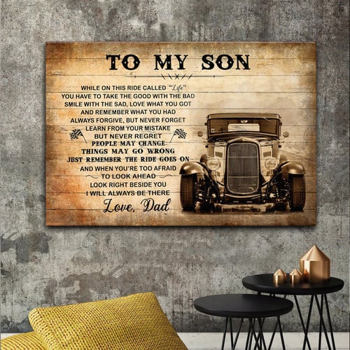 Dad To My Son I Will Always Be There Vintage Car Poster Sentimental Gift For Son From Dad
