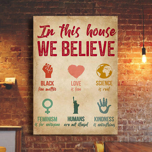 In This House We Believe Poster Feminist Wall Art Vintage Wall Prints Home Decor