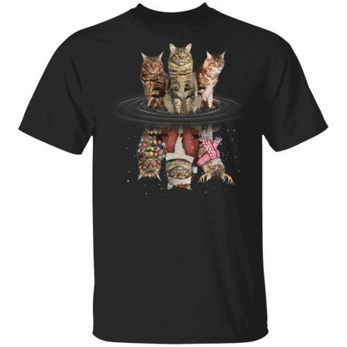 Maine Coons Water Reflection Christmas 3D T-Shirt Funny Halloween Costumes Party Gift Boxes