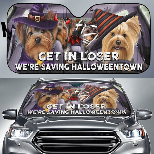 Yorkie Get In Loser We're Saving Halloweentown Auto Sun Shade Halloween Gift Sun Visor For Car