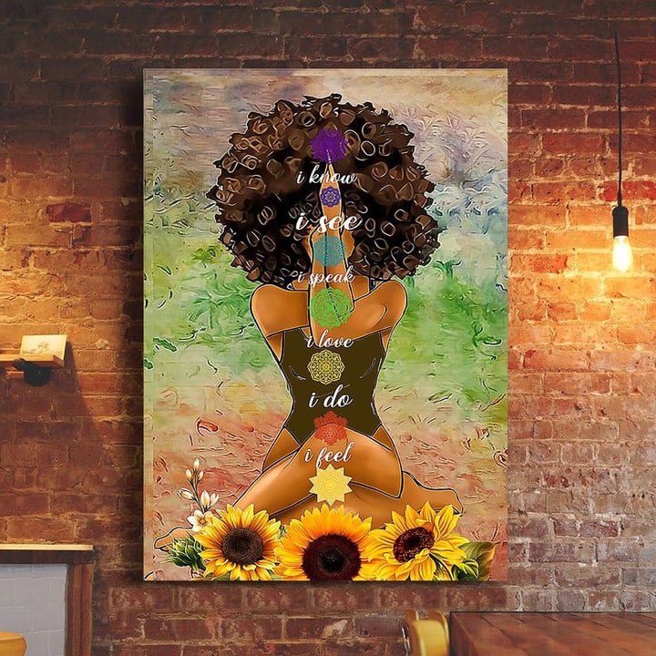 Yoga Girl Black Girl Sunflower Poster Wall Inspired Poster Art Print Girl Bedroom Decor