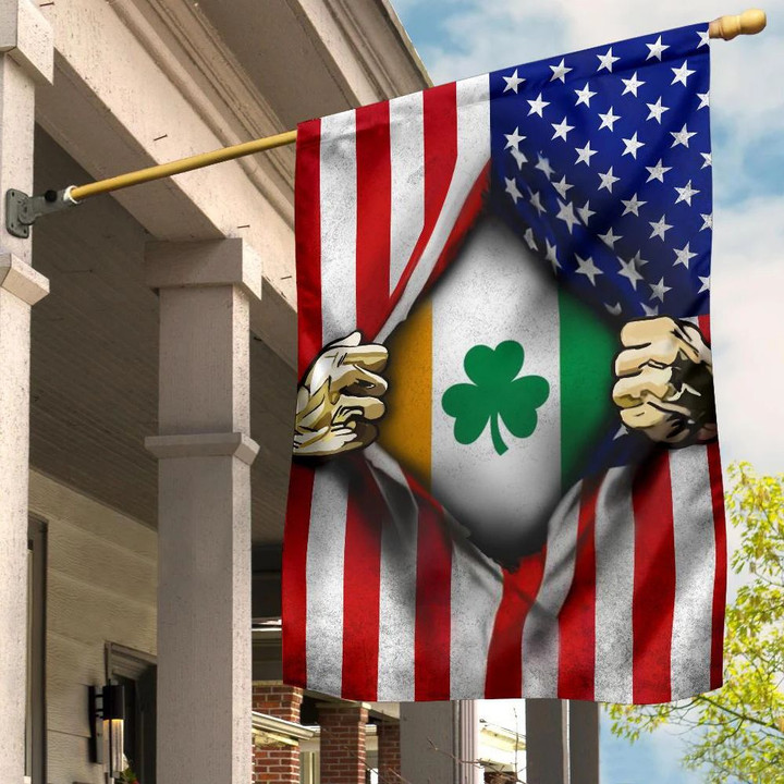 Irish Shamrock Flag In Heart U.S Flag Patriot Patty's Day St Patrick's Day Outdoor Decorations