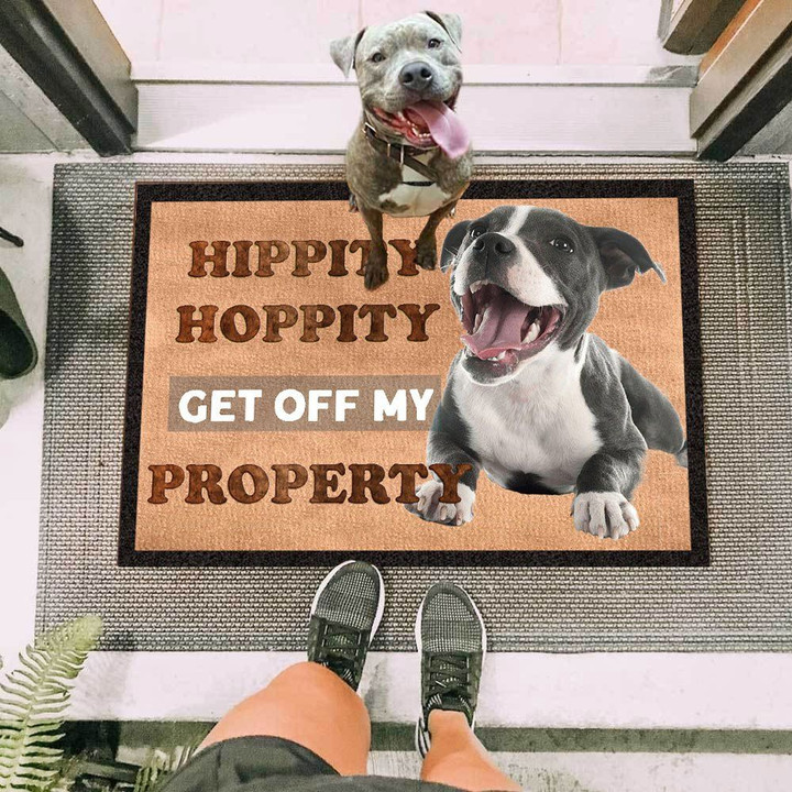 Pitbull Hippity Hoppity Get Off My Property Doormat Cute Dog Door Mat Gift For Dog Lovers