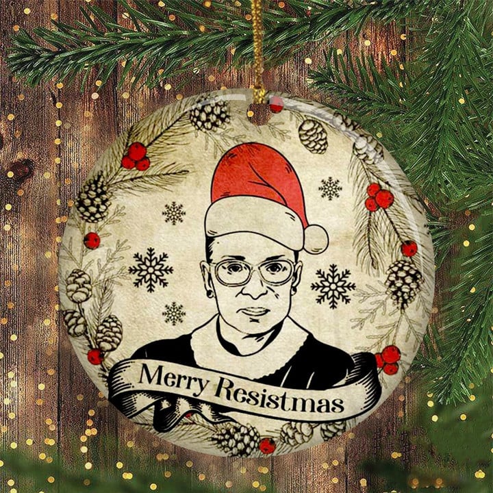 RBG Christmas Ornament Merry Resistmas Supreme Court Feminist Ruth Bader Ginsburg Ornament
