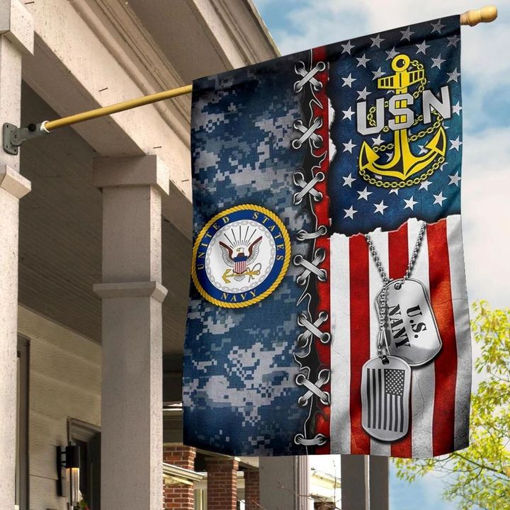 US Navy And American Flag Vintage USN Flag Proud Veteran Day Gifts
