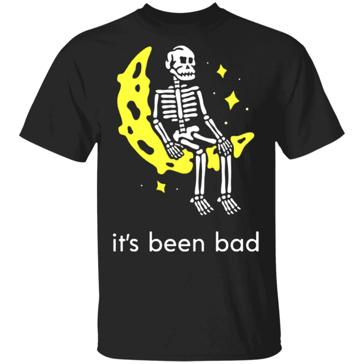 Skeleton Setting The Moon It's Been Bad Shirt Unisex Fun Humorous Tee Shirt For Men Women