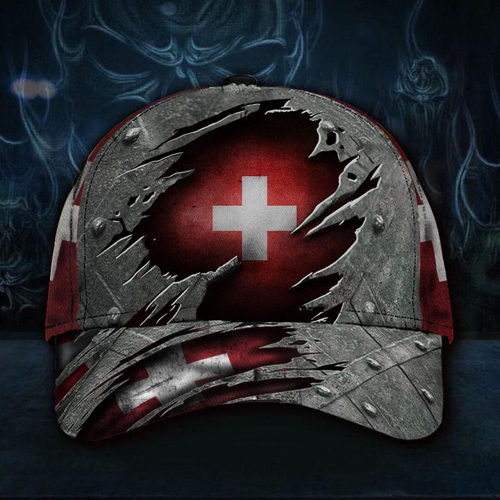 Switzerland Swiss Hat 3D Vintage Old Retro Patriotic Country Switzerland Flag Cap