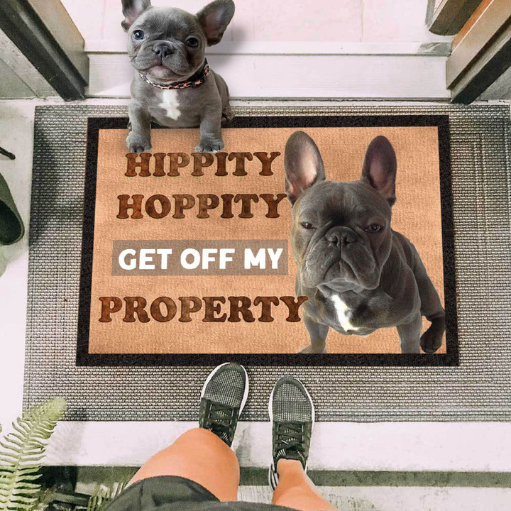 Frenchie Hippity Hoppity Get Off My Property Doormat Cool Dog Door Mat Gift For Dog Lovers