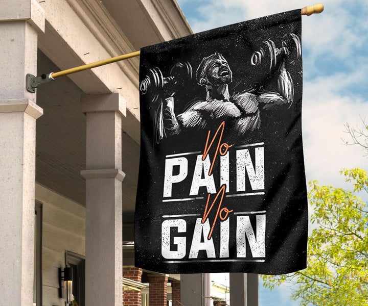 No Pain No Gain Flag Motivational Gym Flag Workout Room Decor Gift For Gym Lovers Male