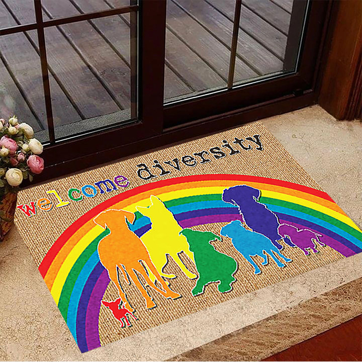 Rainbow Doormat Welcome Diversity LGBT Pride Month Merch House Decor Gift