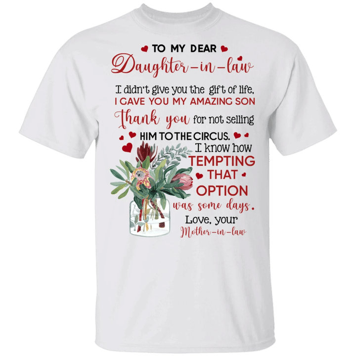 To My Dear Daughter In Law Shirt Love Your Mother In Law Tee Wedding Gift For Daughter In Law