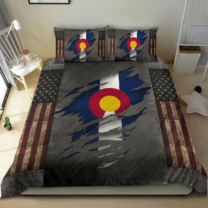 Colorado State Flag American Flag Bedding