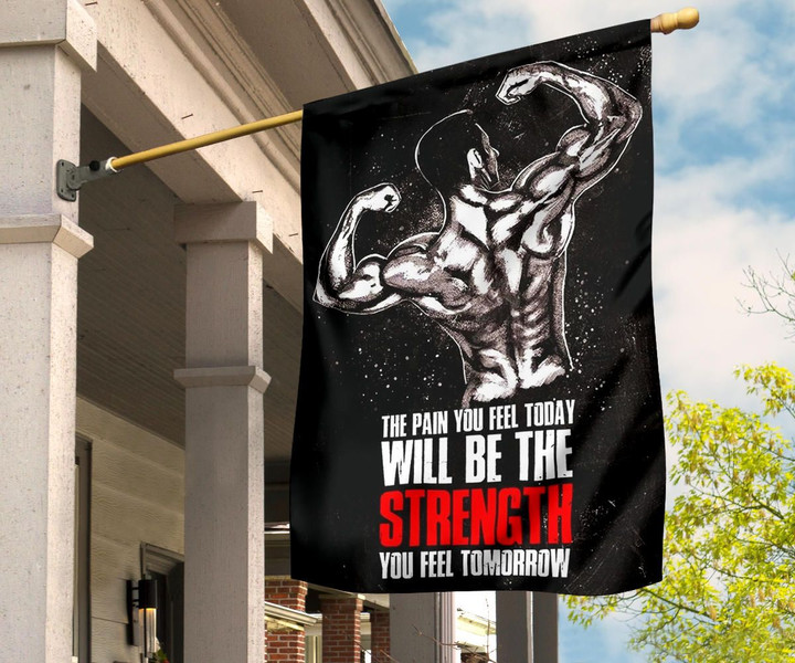 The Pain You Feel Today Will Be The Strength Tomorrow Gym Flag Workout Banner Gym Wall Decor