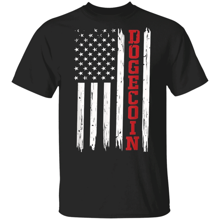 Dogecoin Shirt Vintage American Flag Tee For Crypto Lover Men Women Clothes