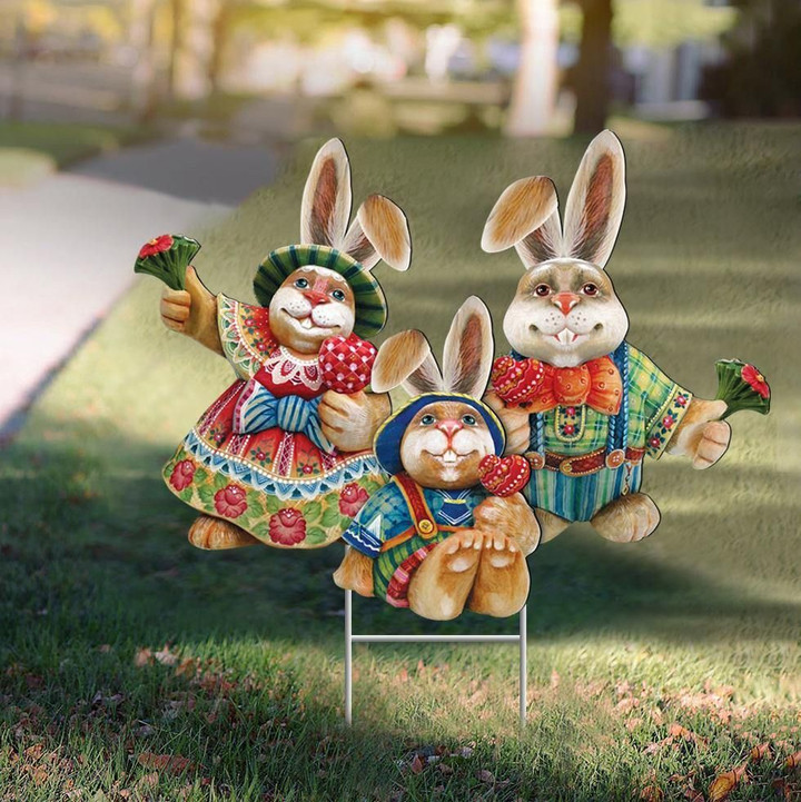 Bunny Easter Yard Sign Easter Yard Decoration Outside Outdoor Front Porch Easter Decorating - Pfyshop.com