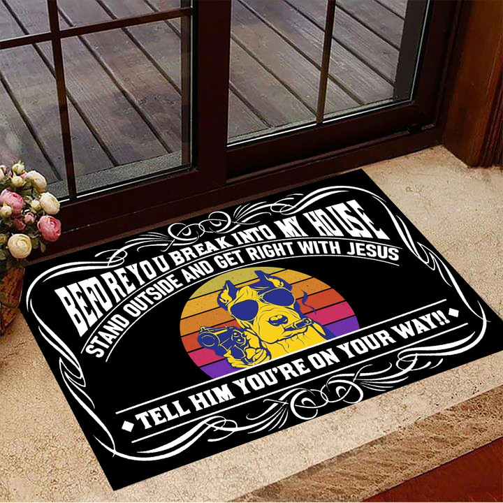 Pitbull Before You Break Into My House Doormat Front Door Decor Funny Doormat Gift For Friends