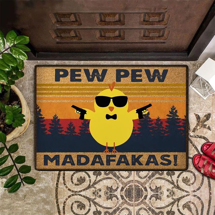 Chicken Pew Pew Madafakas Doormat Funny Hilarious Doormat Unique