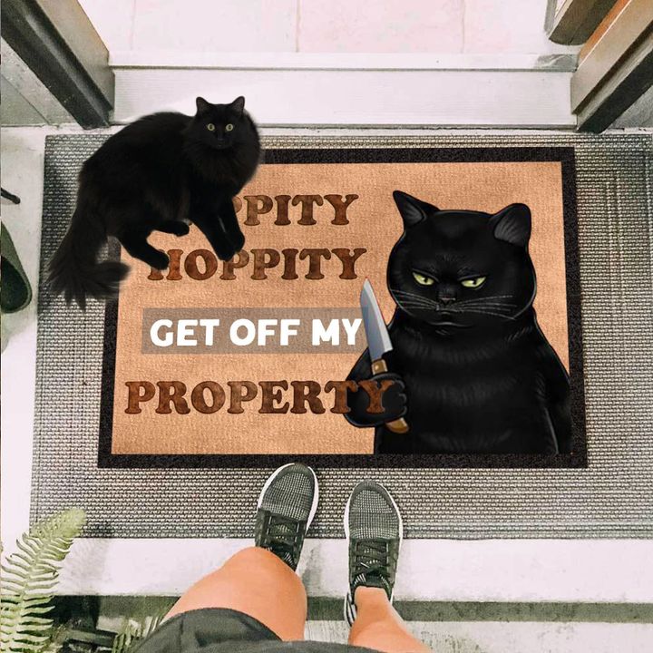 Hippity Hoppity Get Off My Property Doormat Cool Cat Door Mat Gift For Cat Lovers