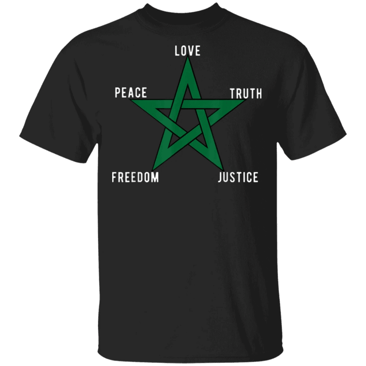 Moorish Flag T-Shirt Moor Moorish American Clothing Love Peace Truth Justice Freedom