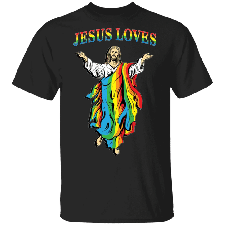 LGBT Jesus Loves Shirt Religious Christian LGBT Pride Tee Shirt For Men Women Apparel - Pfyshop.com