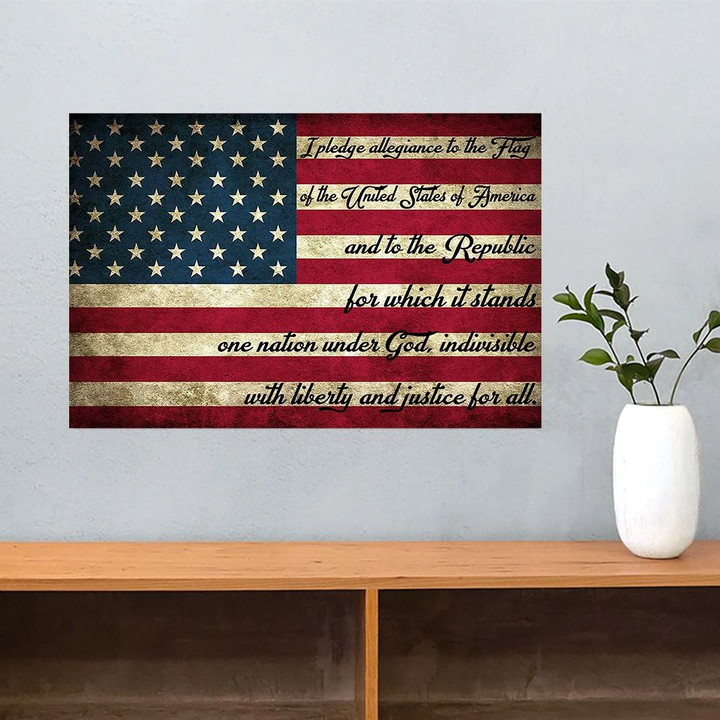 I Pledge Allegiance To The Flag United States Of America Poster Rustic Patriotic Decor