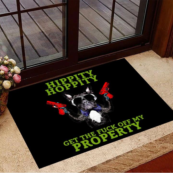 Boston Terrier Hippity Hoppity Get Off My Property Doormat Cool Dog Housewarming Gift Ideas