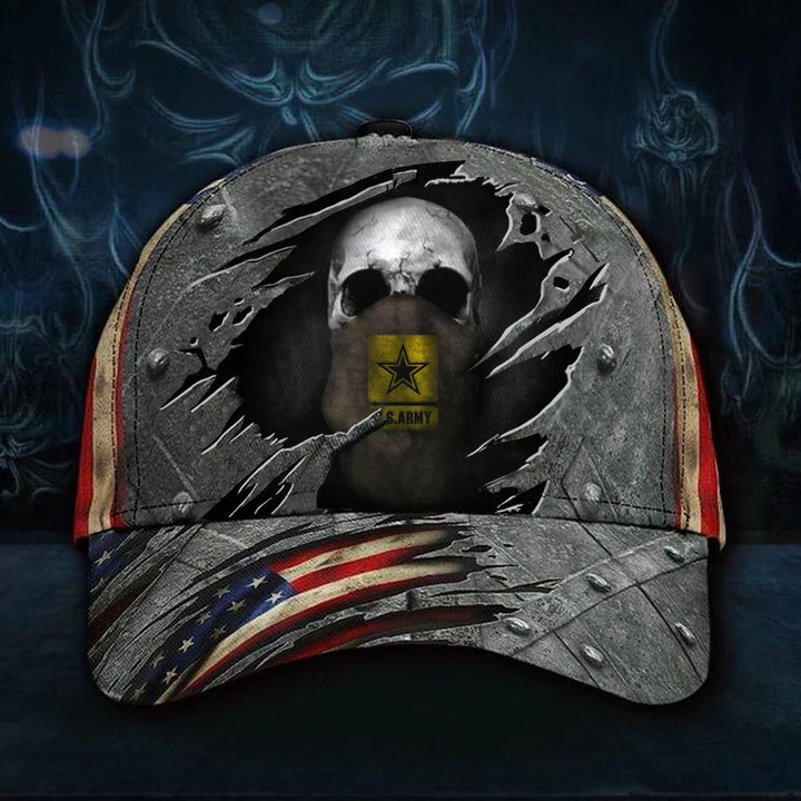 Skull U.S Army Hat 3D Print Cool Vintage USA Flag Cap Unique Us Army Cap Gift Ideas