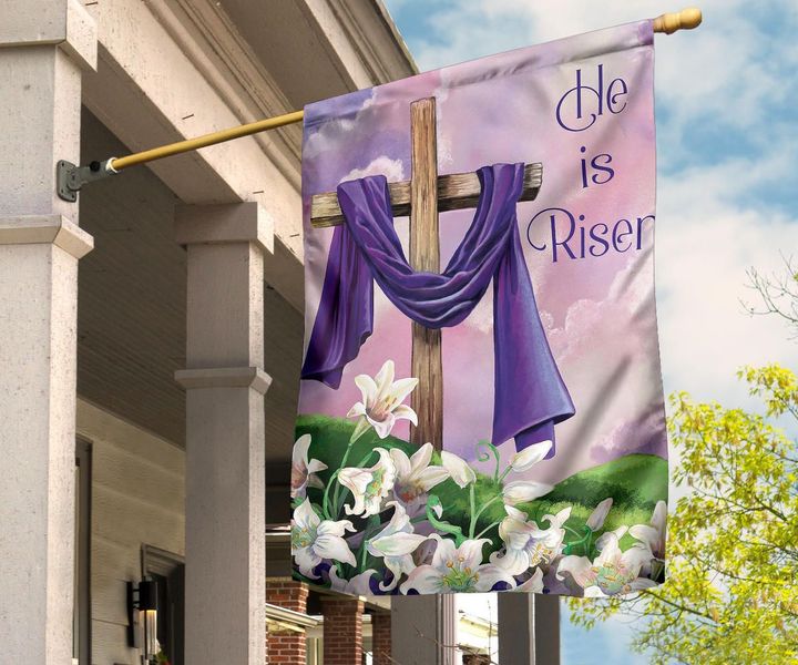 He Is Risen Flag Hobby Lobby Easter Decorations Religious Christian Easter Party Home Decor