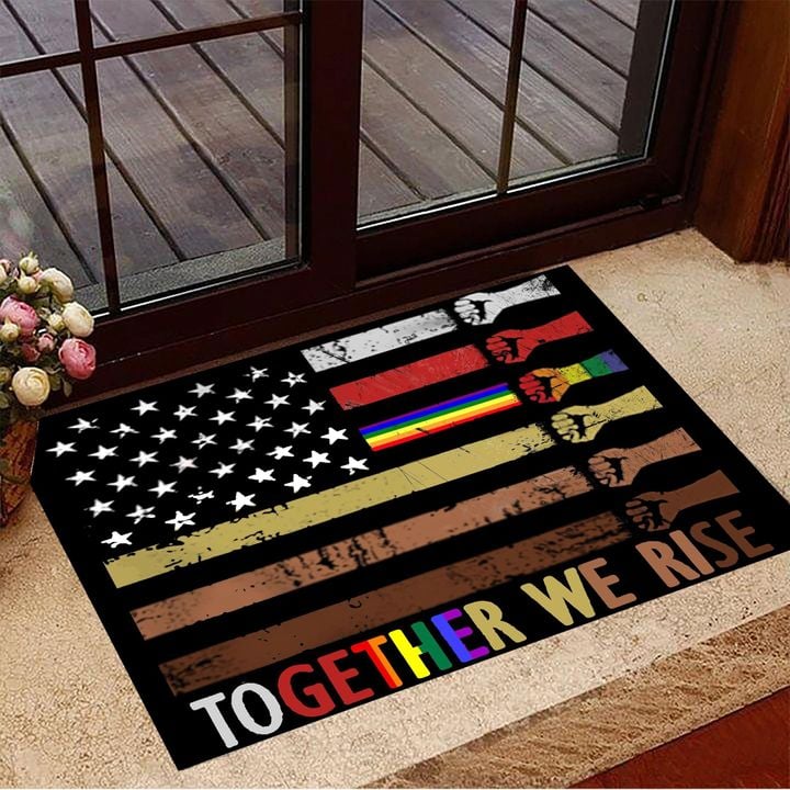 American Together We Rise Doormat Blm Patriotic Gifts House Decor - Pfyshop.com